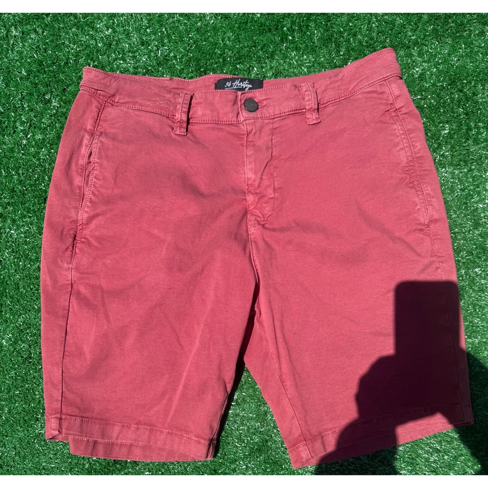 34 Heritage Mens Chino Shorts Red Tencel Blend Size 32 ASC11526